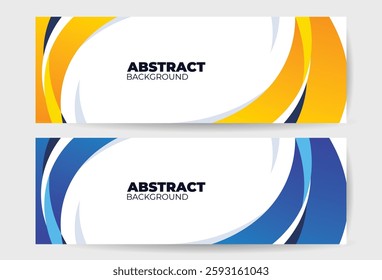 Colorful Abstract Backgrounds with Curved Shapes in Yellow and Blue Tones