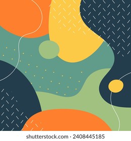 Coloridos antecedentes abstractos. Diversas formas y objetos de doodle dibujados a mano. Resumen de la moderna ilustración vectorial contemporánea de moda