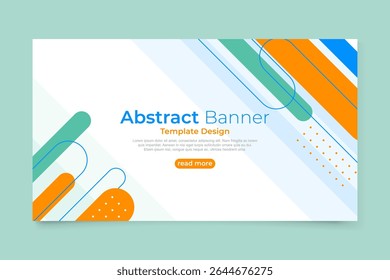 Kleurrijk abstract bannerontwerp met diagonale strepen en afgeronde vormen
