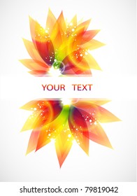 Colorful abstract banner with colorful  flowers and leaves