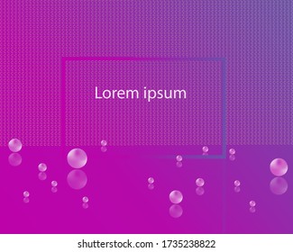 Colorful abstract banner with  realistic balls on a purple background.