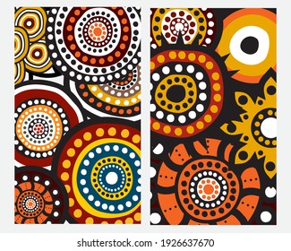 Colorful Abstract Banner Template With Aboriginal Art Style For Web Design, Landing Page, And Print Material Vector