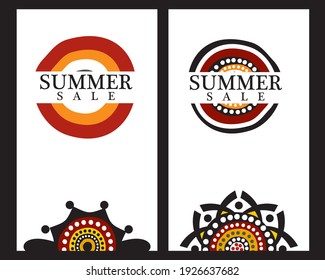 Colorful Abstract Banner Template with aboriginal art style for Web Design, Landing page, and Print Material vector