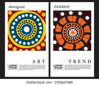 Colorful Abstract Banner Template with aboriginal art style for Web Design, Landing page, and Print Material vector