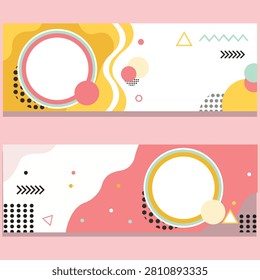 Colorful abstract banner template collection featuring playful geometric compositions and decorative layouts designed for branding social media presentations marketing materials and contemporary graphic design projects.