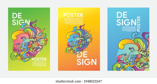 Colorful Abstract Banner Template with Dummy Text for Print Material