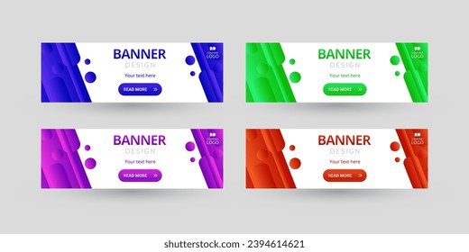 Colorful abstract banners set with CTA buttons: Read more.