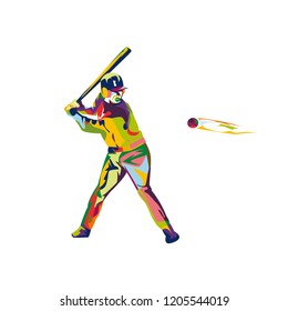 colorful abstract baseball player