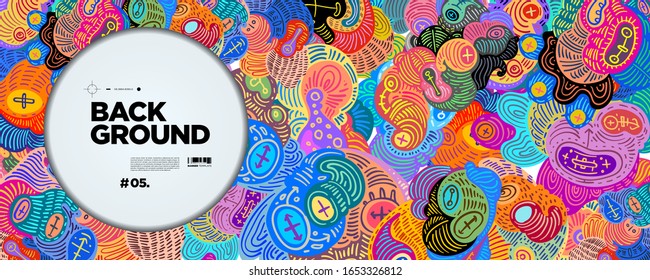 Colorful Abstract Batik Banner Template with Dummy Text for Web Design, Landing page, and Print Material