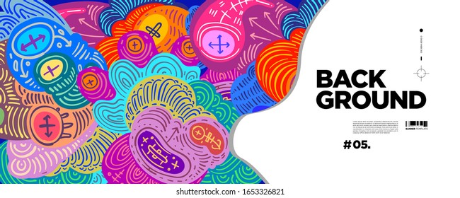 Colorful Abstract Batik Banner Template with Dummy Text for Web Design, Landing page, and Print Material