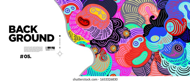 Colorful Abstract Batik Banner Template with Dummy Text for Web Design, Landing page, and Print Material