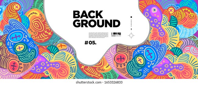 Colorful Abstract Batik Banner Template with Dummy Text for Web Design, Landing page, and Print Material