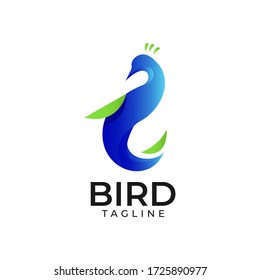 Colorful abstract bird logo template on white isolated background logo design vector