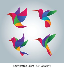 Colorful Abstract Bird Symbol Set