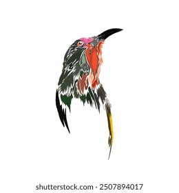 colorful abstract bird without background