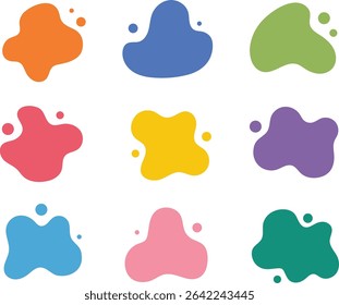 Colorful abstract blob shapes set isolated on white background for creative design projects