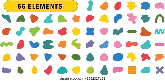 Colorful abstract blob shapes set vector organic design elements for modern minimal decoration
