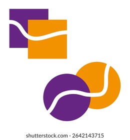 Colorful abstract blocks. Curved segment icons. Dynamic shape harmony. Vector modern emblem.