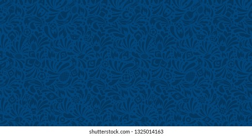 Colorful abstract blue seamless pattern with plant elements and summer sports elements. Summer season sports concept