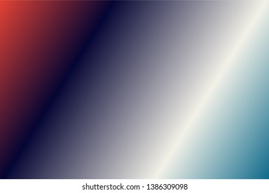 Colorful abstract blur gradient background with Blue Grotto, Ivory, Dark Blue, Cinnabar colors. Soft blurred backdrop. Defocused vector illustration template for your graphic design, banner, web