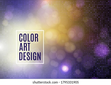 Colorful abstract bokeh background with light circles. Magic design for greeting cards and posters. Place for your text. Vector illustration
