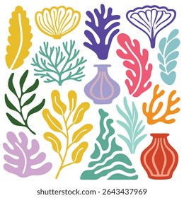 Colorful, Abstract Botanical Illustration Set for Design Inspiration
