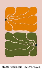 Colorful abstract botanical wall art decoration. Abstract botanical wall decor