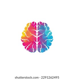 Colorful abstract brain illustration. Editable vector template.