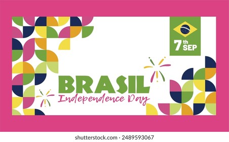 Colorful Abstract Brazil Independence Day 2024 Background Design. 7 De Setembro, Dia Da Independencia Do Brasil (Translation : September 7th, Brazil Independence Day). Vector Illustration.