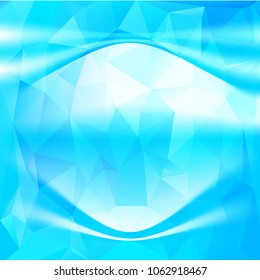 Colorful abstract bright background with waves and polygonal triangle overlay. Decorative design texture. Vector illustration.