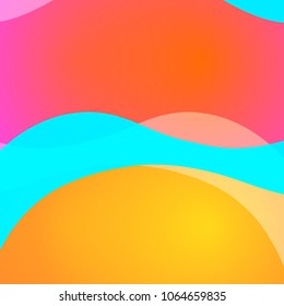 Colorful abstract bright background with colorful wavy lines and shapes. Decorative design texture. Vector illustration.