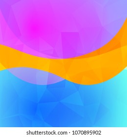 Colorful abstract bright blurred background in vibrant colors with polygonal triangles overlay. Decorative design texture. Vector illustration.