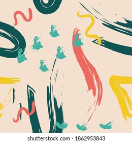 Colorful Abstract Brush Seamless Pattern