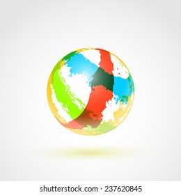 Colorful abstract brush stroke logo. Sphere symbol. Vector logotype template for branding and corporate design