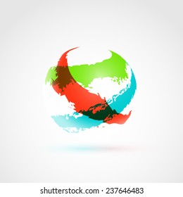 Colorful abstract brush stroke logo. Sphere symbol. Vector logotype template for branding and corporate design