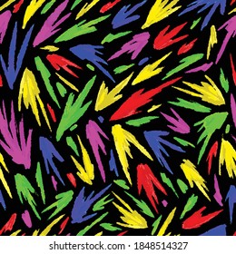 Colorful abstract brush strokes seamless pattern. Vector illustration pattern for surface, t shirt design, print, poster, icon, web, graphic designs. 