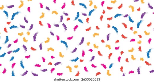 Colorful Abstract Brushstroke Pattern on White Background with Playful Texture and Seamless Design, Perfect for Backgrounds, Art Projects, and Creative Abstract Use.
