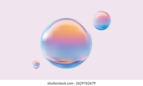 Colorful Abstract Bubbles on a Soft and Gentle Background that Enhances their Beauty
