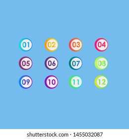 colorful abstract bullet number shape