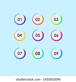 colorful abstract bullet number shape