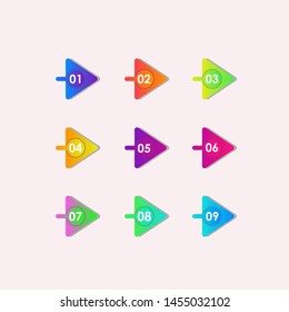 colorful abstract bullet number shape