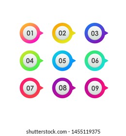 colorful abstract bullet number shape