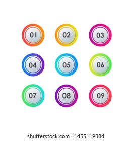 colorful abstract bullet number shape