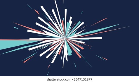 Colorful Abstract Burst Pattern on Deep Blue Background