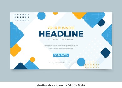 Colorful abstract business banner with blue and yellow shapes