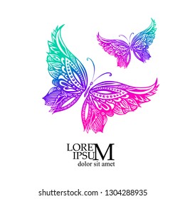 colorful abstract butterflies from patterns. Vector