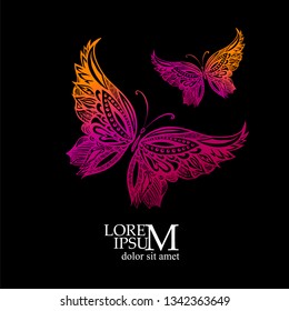 colorful abstract butterflies from patterns. Vector