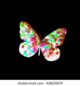 Colorful abstract  butterfly spots of paint. Vector
