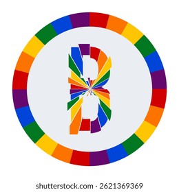 Colorful Abstract capital Letter B on White Background with Rainbow Fragment Circle Design
