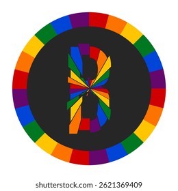 Colorful Abstract capital Letter B with Rainbow Fragment Circle Design